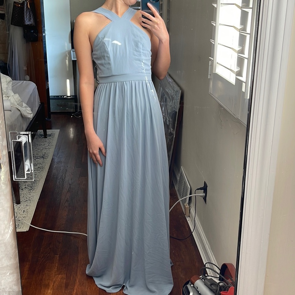 Lulu's Air of Romance Blue Halter Maxi Dress XS